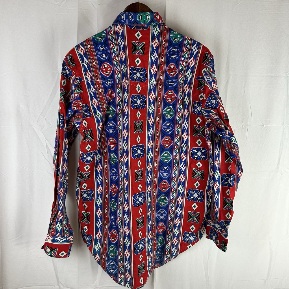 Frontier Series Southwestern Shirt Mens Medium Aztec Print Western Colorful - Picture 9 of 11